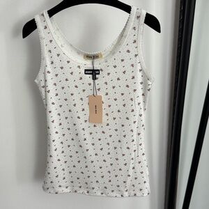 Miu Miu White Floral Tank Top